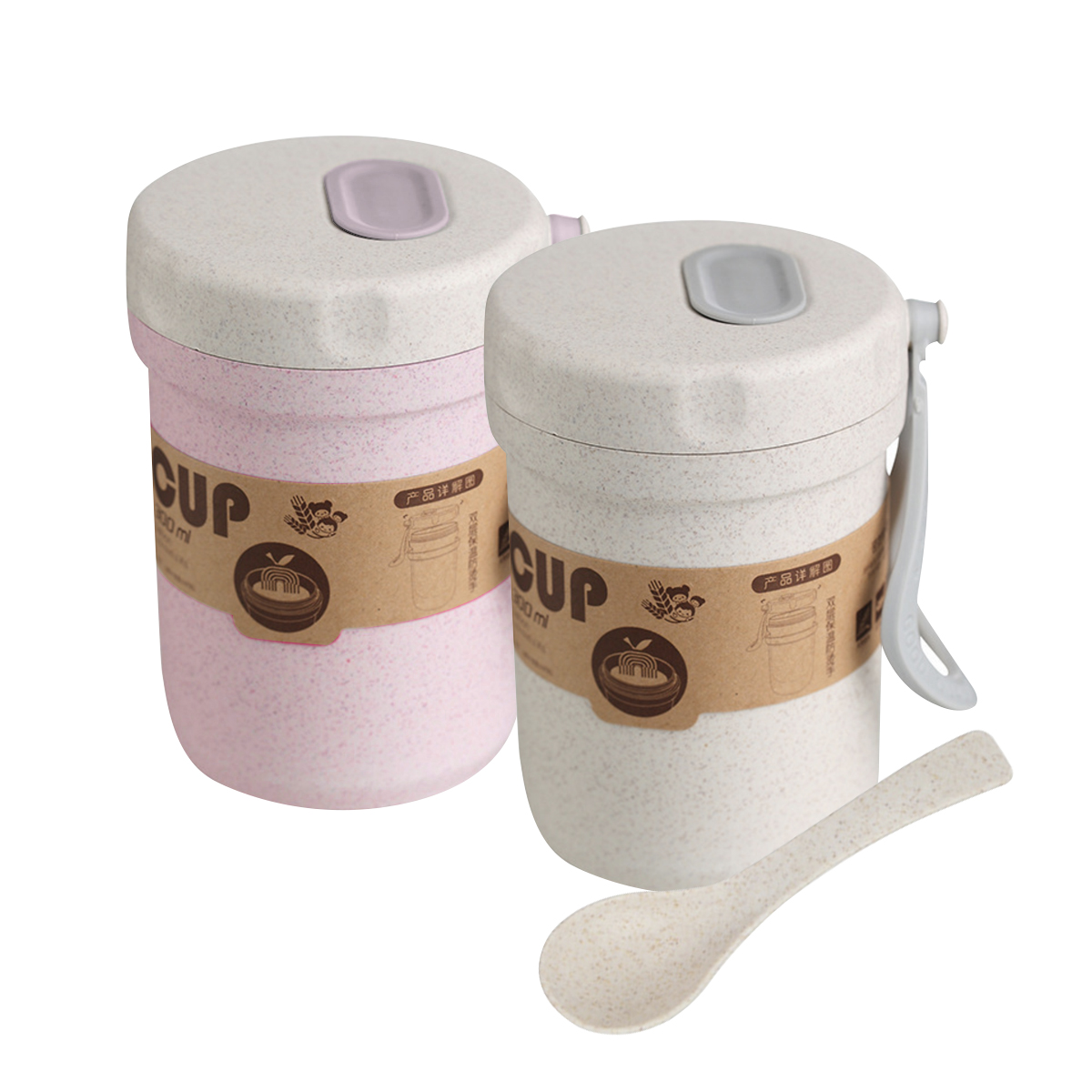 Portable Wheat Straw Soup Cup with Spoon (300ml)